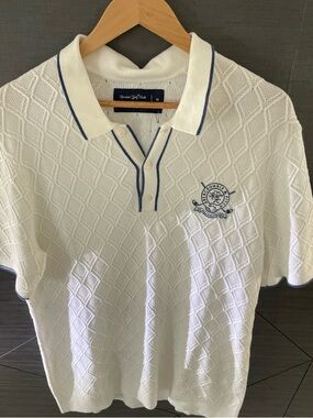 Abercrombie & Fitch White Polo with Navy Trim